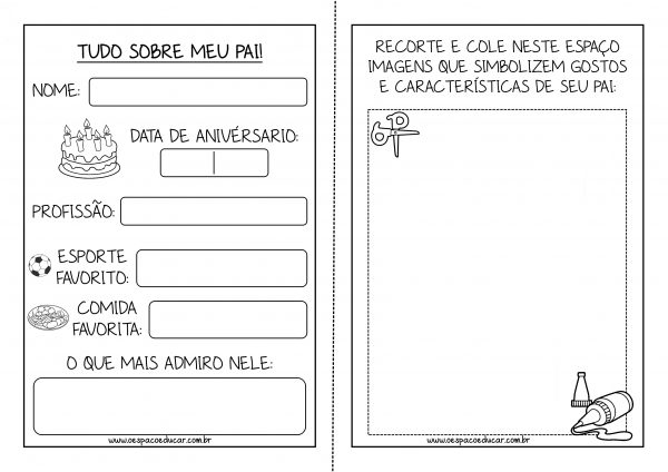 Dia dos pais: “Livro do papai” para alunos(as) em Alfabetização