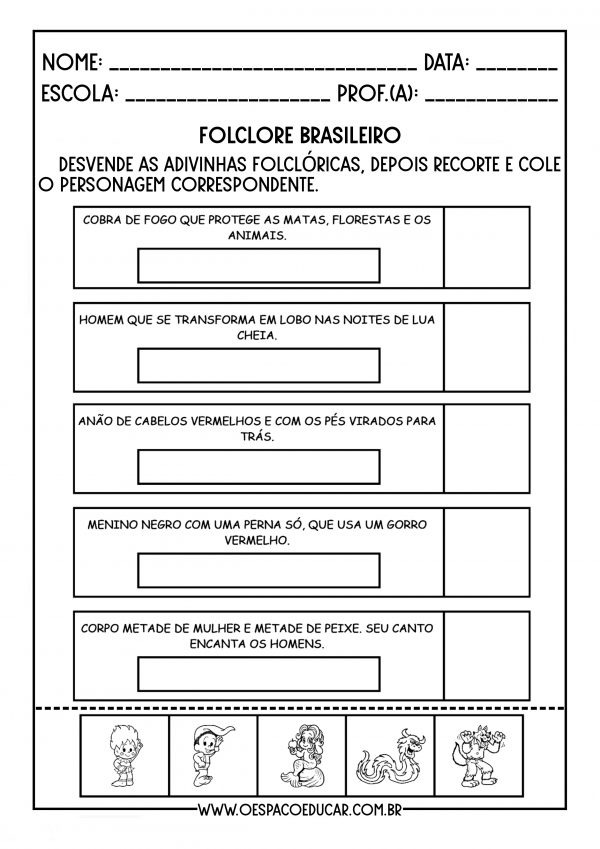 Atividades para trabalhar Folclore! - Blog Espaço Educar