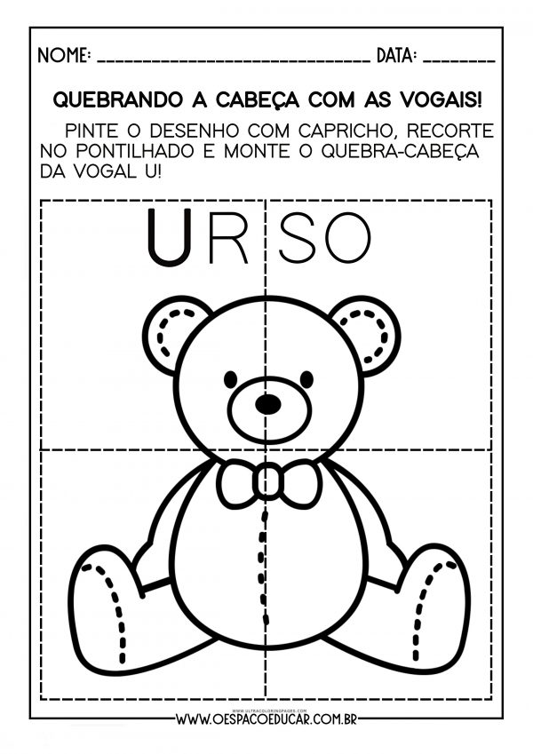 Educação Infantil: quebra-cabeças para trabalhar a vogal U
