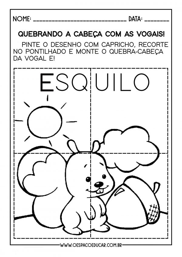 Educação Infantil: quebra-cabeças para trabalhar a vogal E