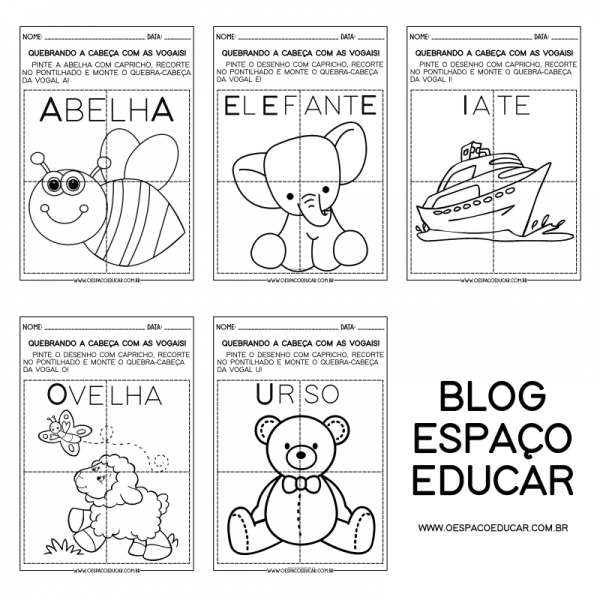 Educação Infantil: quebra-cabeças para trabalhar todas as vogais!