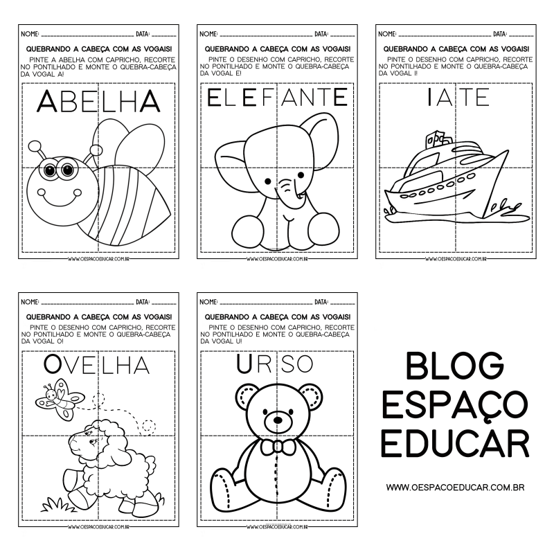 ATIVIDADES PARA EDUCAÇÃO INFANTIL - QUEBRA-CABEÇAS DE ANIMAIS LINDOS! - JOGO  EDUCATIVO-ESPAÇO PEDAGÓGICO