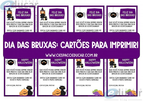 Dia das bruxas: cartões para imprimir!