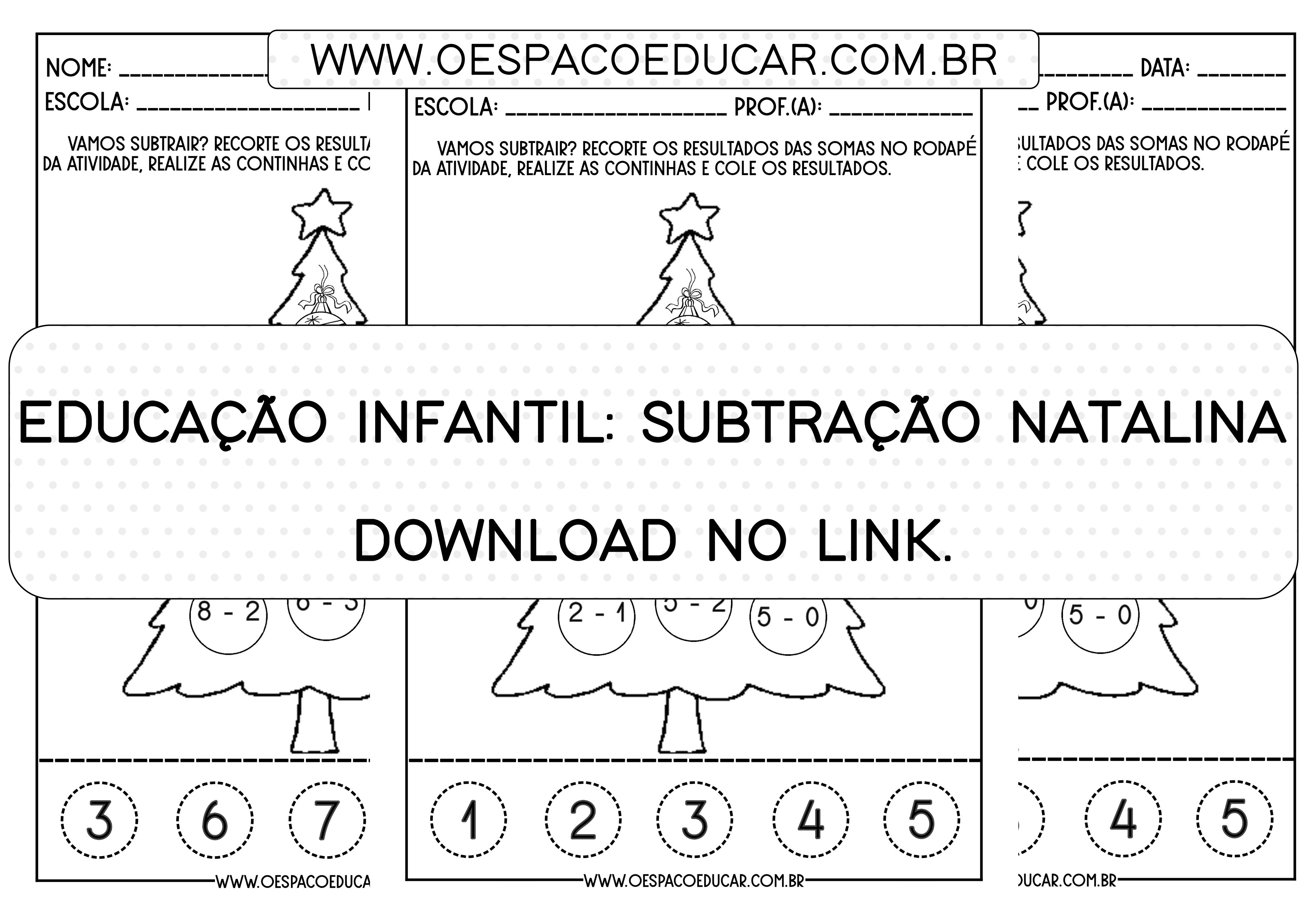 Atividade de Subtração Educação Infantil