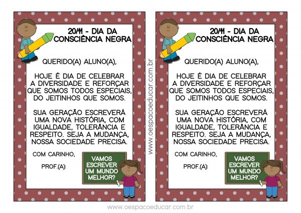 Consciência Negra: cartão para imprimir