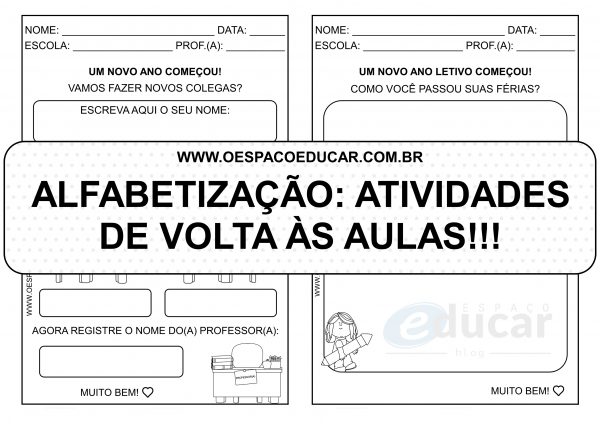 Alfabetização: atividades de volta às aulas!