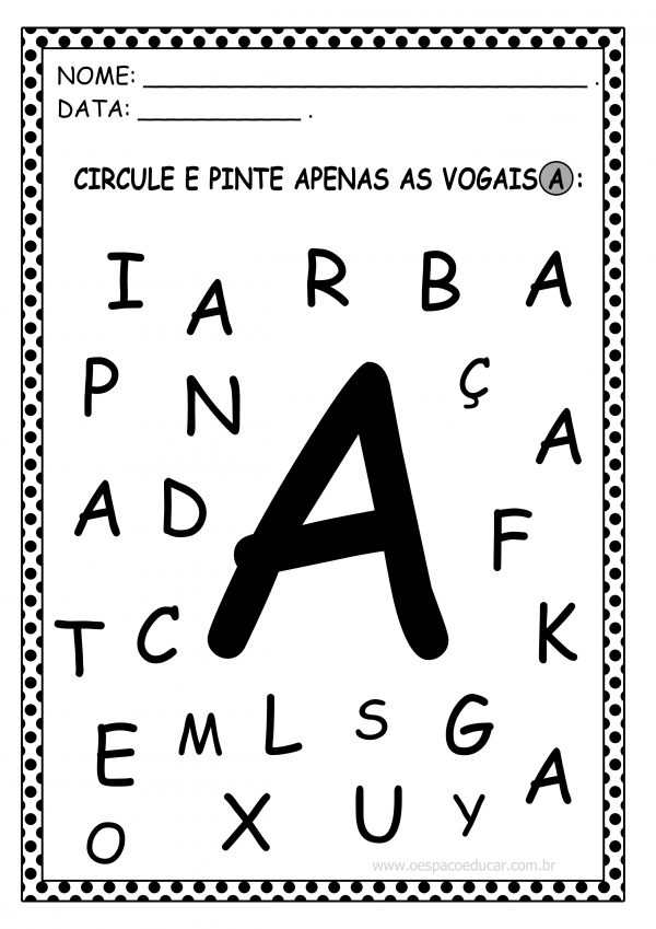 Educação Infantil: atividade de reconhecimento das vogais!