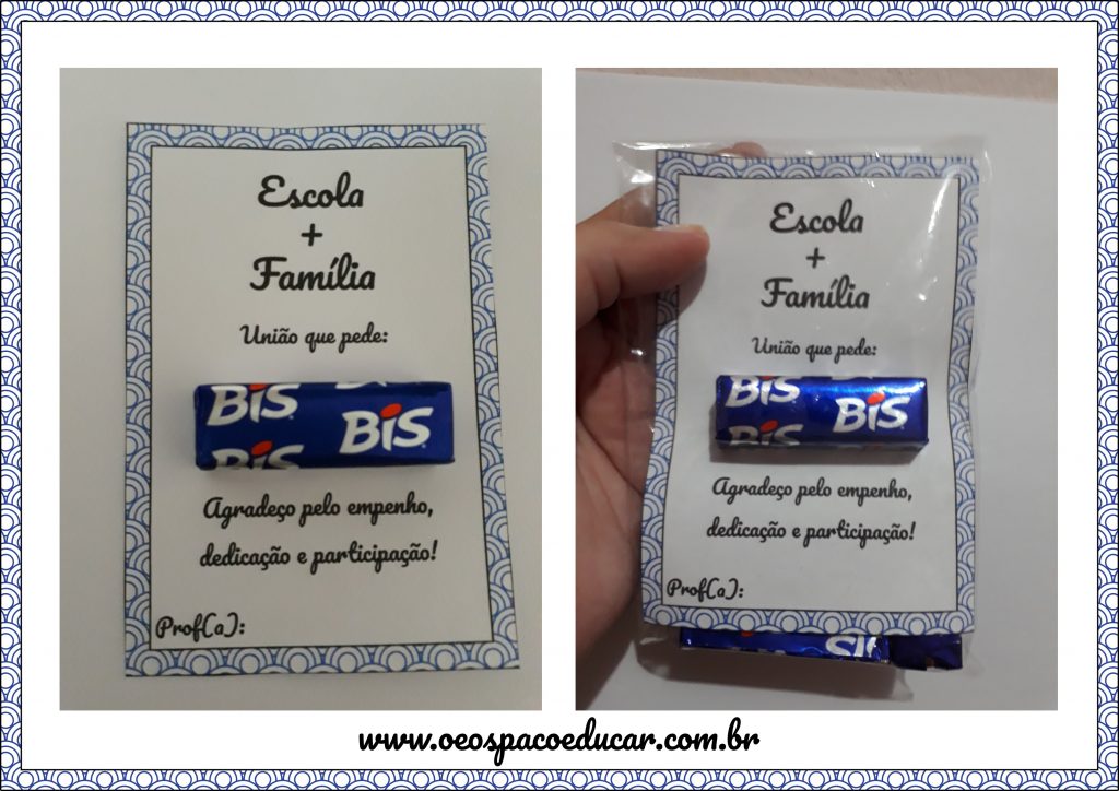 Cartão de parceria entre escola e família com chocolate bis  Alfabetização  na educação infantil, Familia e escola, Escola