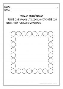 Educação Infantil: atividade de pintura das formas geométricas utilizando cotonete!