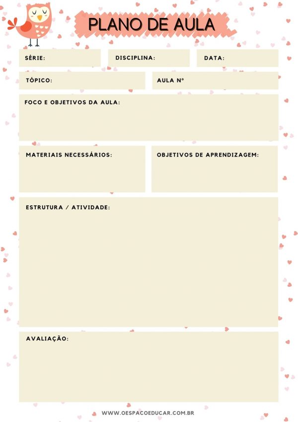 Planejamento: modelo de plano de aula para imprimir!