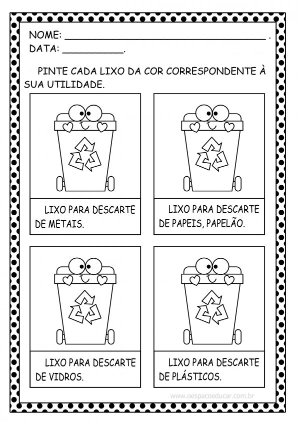 Dia do Planeta Terra: atividades lixos recicláveis