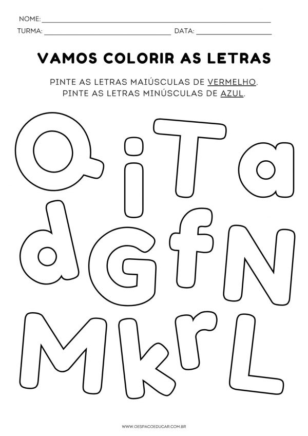 Atividade de diferenciação entre letras maiúsculas e minúsculas!