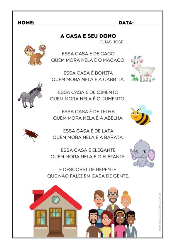 Alfabetização: atividades “A casa e seu dono”
