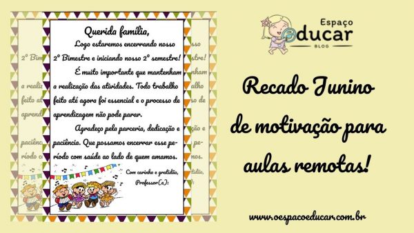 Recado junino para aulas remotas!