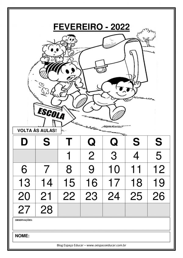 Calendários 2022: Fevereiro!