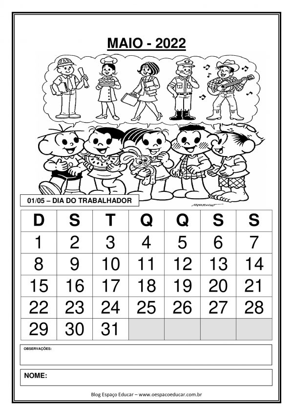 Calendários 2022: Maio!
