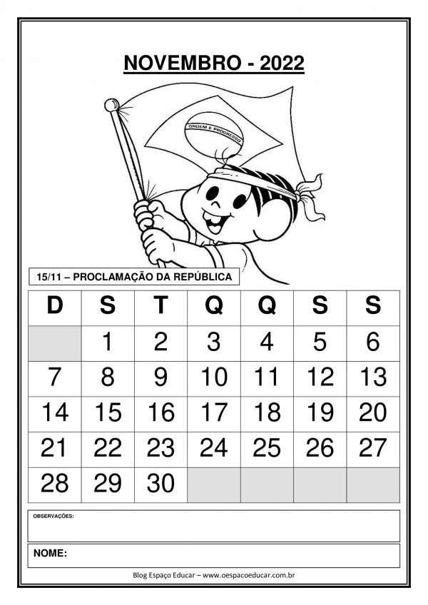 Calendários 2022: Novembro!