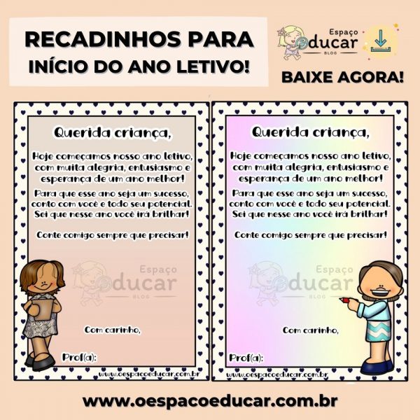 Recadinhos para início do ano letivo!