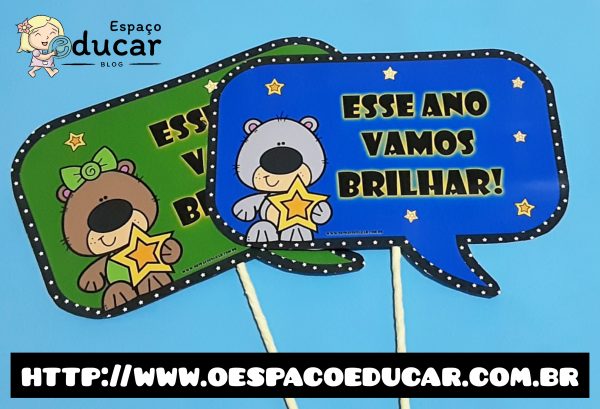 Volta às aulas: plaquinhas “Esse ano vamos brilhar”!