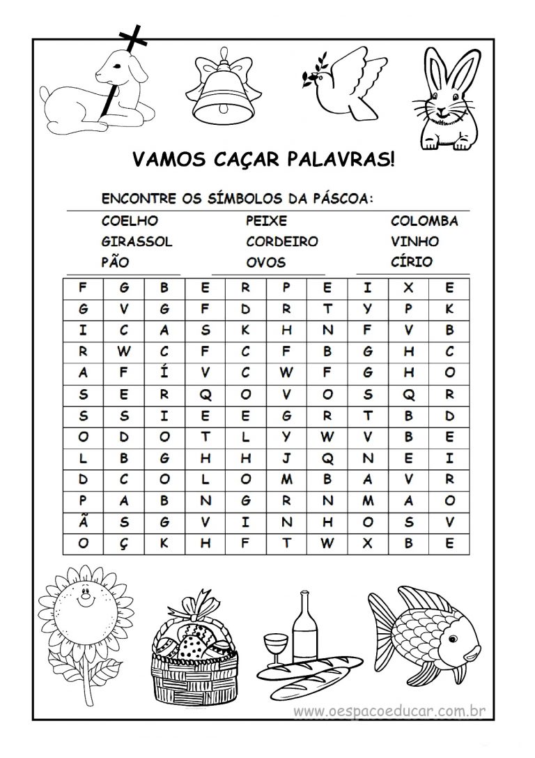 Páscoa: caça-palavras símbolos da Páscoa! - Blog Espaço Educar