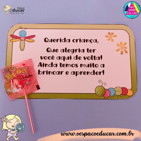 Cartão de volta às aulas com doce!
