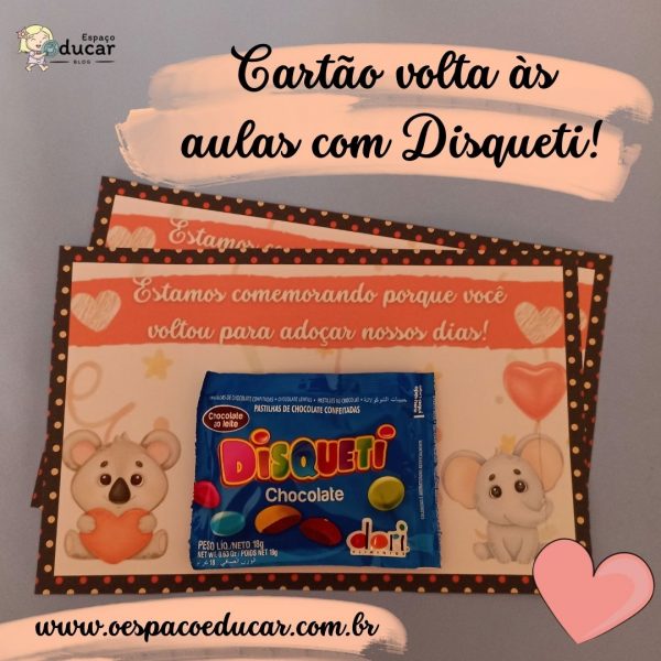 Cartão com disqueti para volta às aulas!