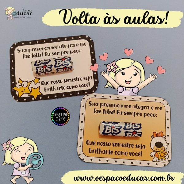Cartão com BIS para retorno das aulas!
