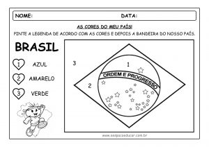 Desenho ou molde da Bandeira do Brasil para pintar ou preparar  atividade-ESPAÇO EDUCAR