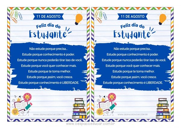 Cartão dia do estudante!