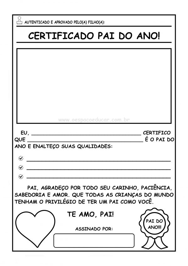 Dia dos Pais: certificado pai do ano!