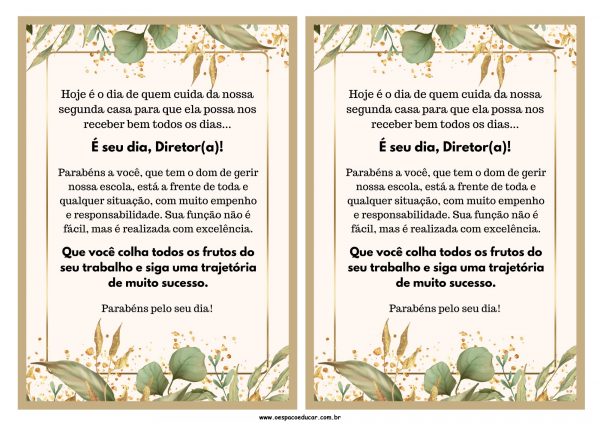 Mensagem para o dia do Diretor Escolar!