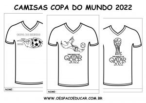 Camisas da copa do mundo 2022 para utilizar em atividades e painéis!