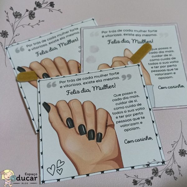 Cartão com lixa dia da Mulher!