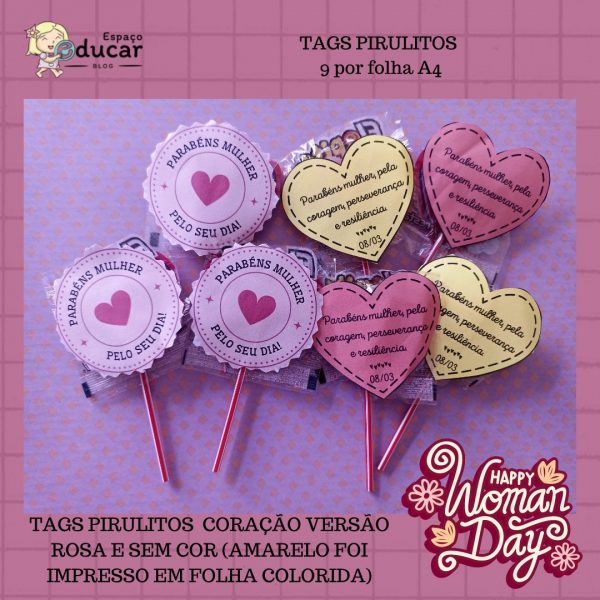 Tags pirulitos dia da mulher!