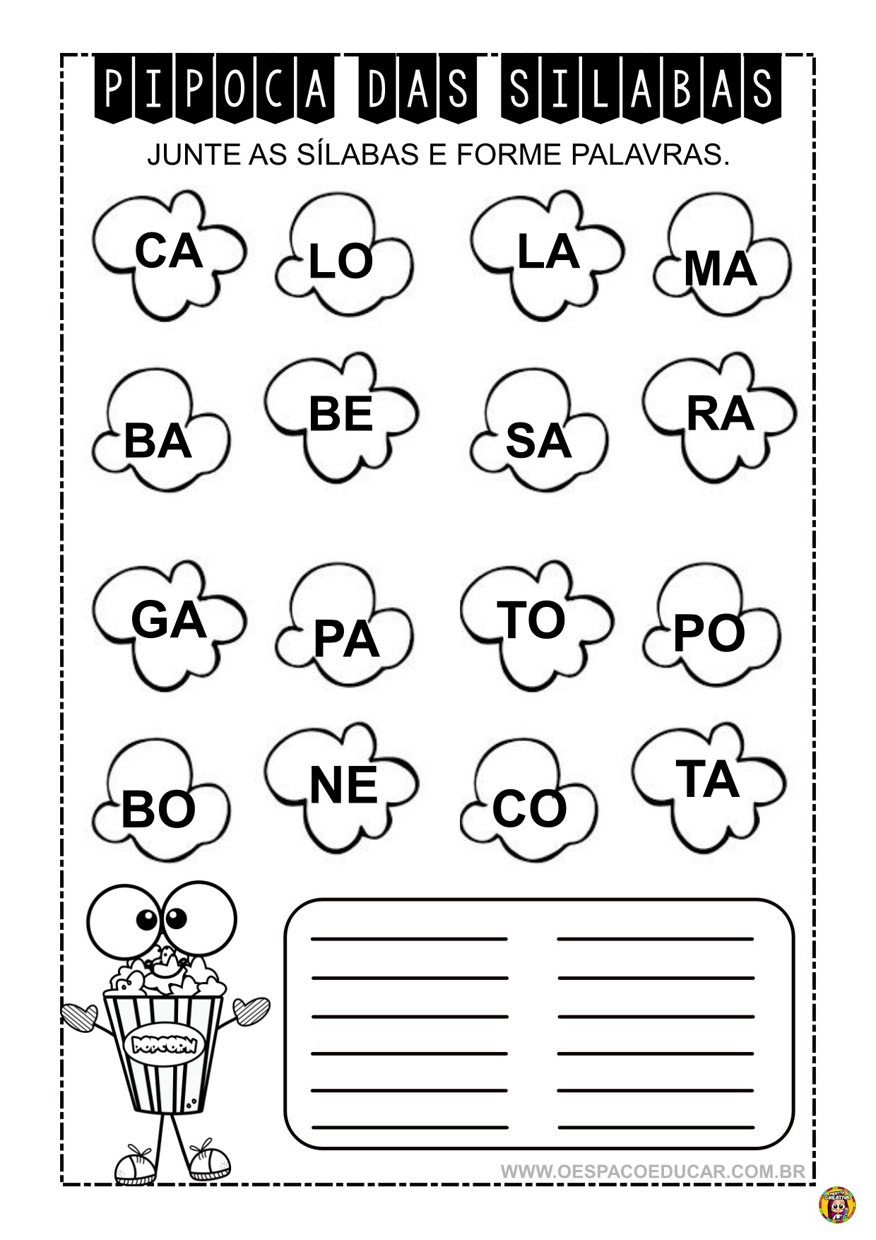 Bingo de sílabas iniciais - Planos de aula - 1º ano - Língua