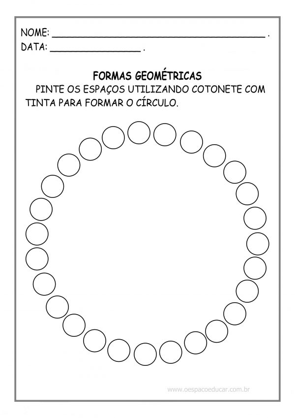 Educação Infantil: atividade de pintura das formas geométricas utilizando cotonete!