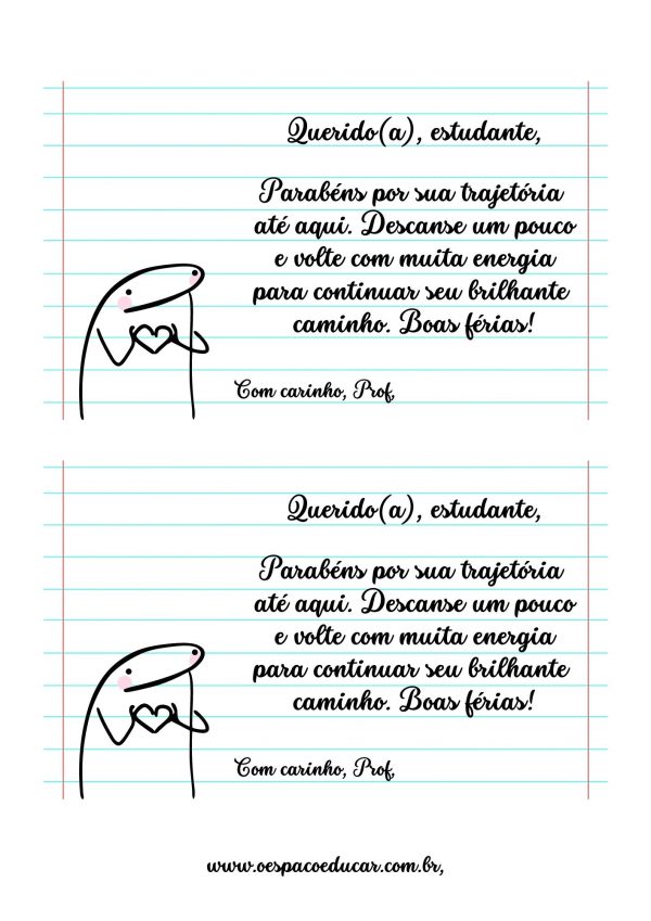 Bilhete de férias!