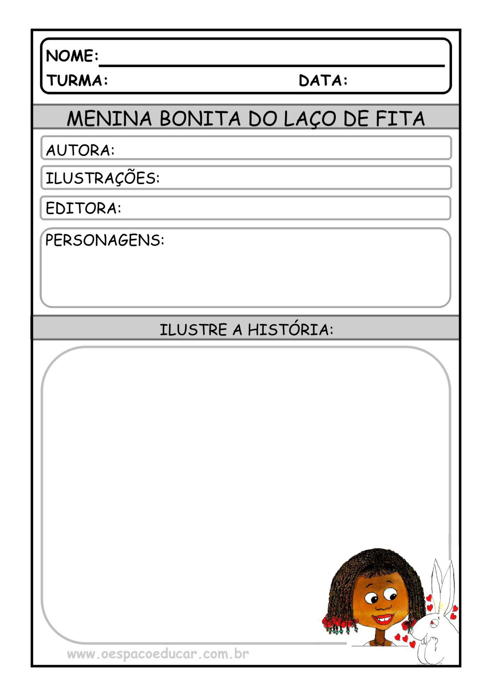 Atividade de Arte - Consciência Negra- A menina bonita do laço de fita 