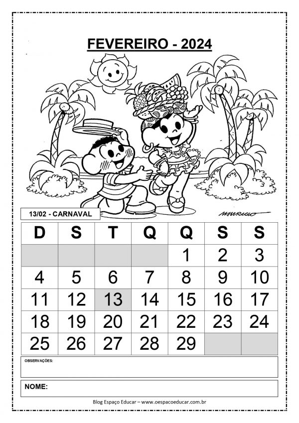 Calendários 2024 para o ano todo!