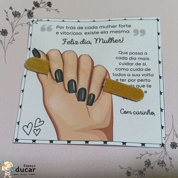 Cartão com lixa dia da Mulher!