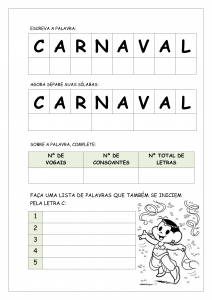 Alfabetização: Carnaval!