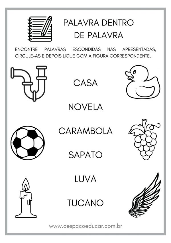 Consciência fonológica: palavra dentro de palavra