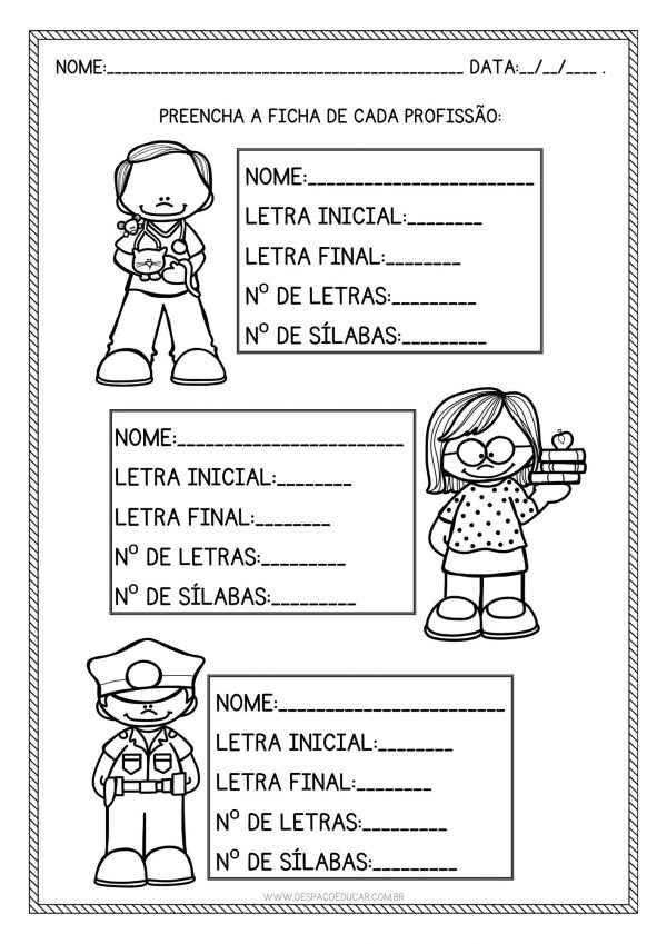 Dia do trabalho: atividades de alfabetização!