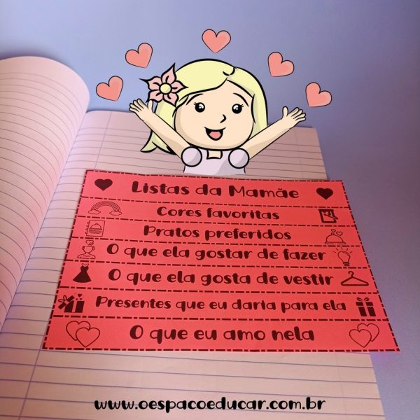 Alfabetização: atividade listas da Mamãe para o dia das Mães!