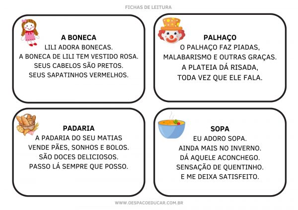 Fichas de leitura: pequenos textos!
