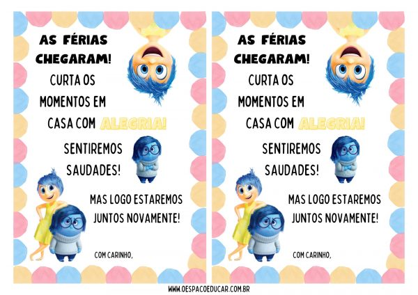 Cartão de férias Divertidamente!
