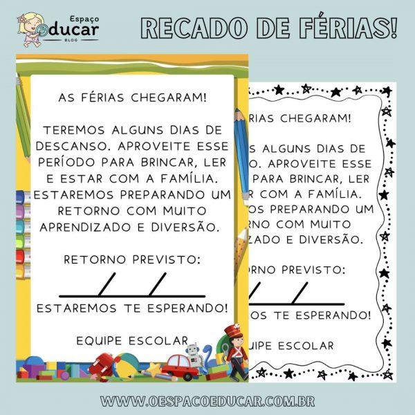 Bilhete de férias!