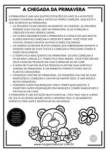 TEXTO INFORMATIVO E POEMA SOBRE A PRIMAVERA!