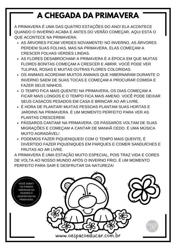 TEXTO INFORMATIVO E POEMA SOBRE A PRIMAVERA!
