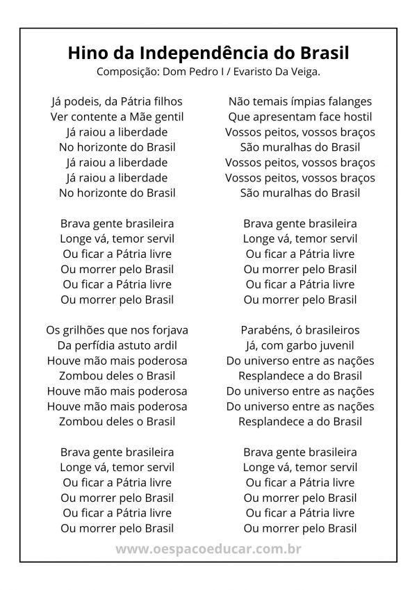7 de setembro: Hino da Independência!